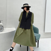 Vest Top And Round Neck Shirt Dress Two Piece Siuts